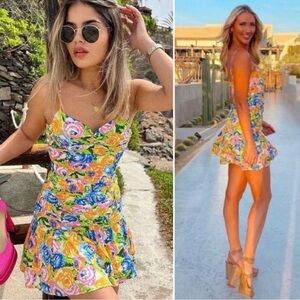 ZARA | FLORAL PRINT RUCHED MINI DRESS INFLUENCER FAVORITE EXTRA SMALL